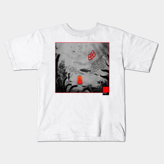 CORAL RED - black full  by COLORBLIND WorldView Kids T-Shirt by DREAM SIGNED Collection